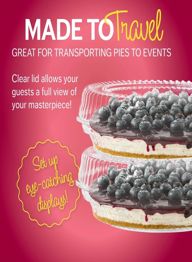 Supellectilem 10" Plastic Disposable Pie Containers with Hinged Locking Lids | 10 Round Pie Keepers/Flan Cake Containers for Transport - Image 3